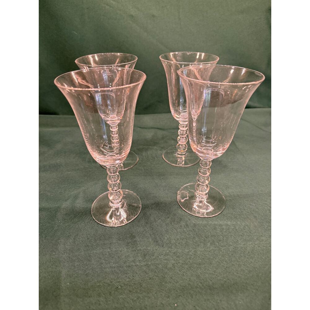 Vintage Imperial Candlewick Clear Ball Stem Water Goblets Set Of 4 Glasses